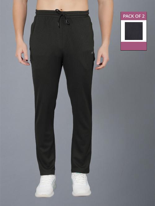 men pack of 2 regular fit solid full length track pants - 21578200 -  Standard Image - 0