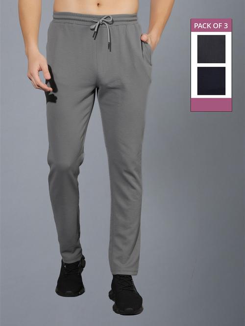 men pack of 3 regular fit solid full length track pants - 21578202 - Standard Image - 0