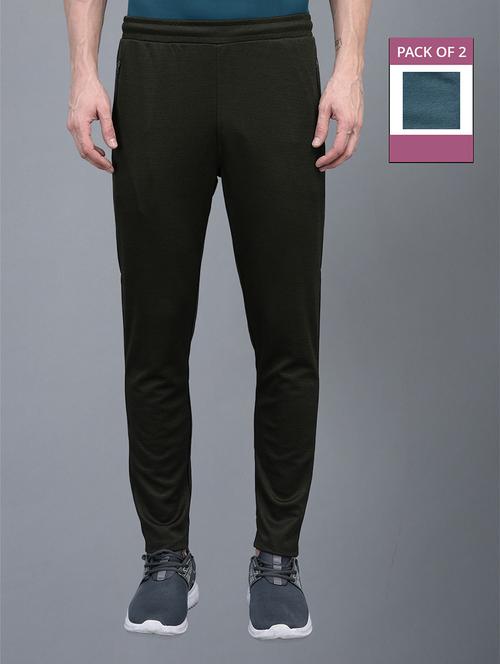 men pack of 2 regular fit solid full length track pants - 21578217 - Standard Image - 0