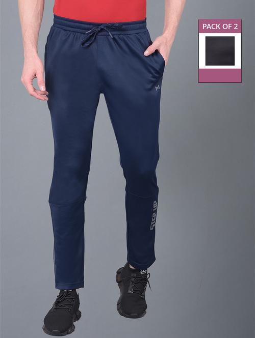 men pack of 2 regular fit solid full length track pants - 21578225 - Standard Image - 0