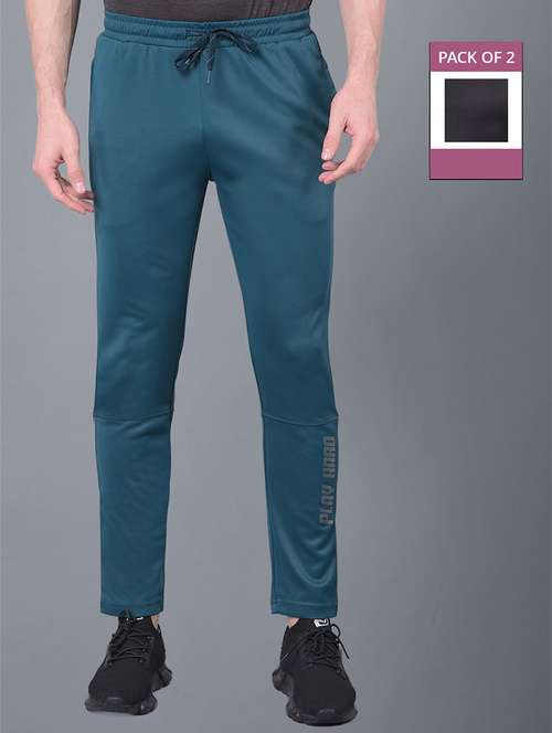 men pack of 2 regular fit solid full length track pants - 21578226 -  Standard Image - 0