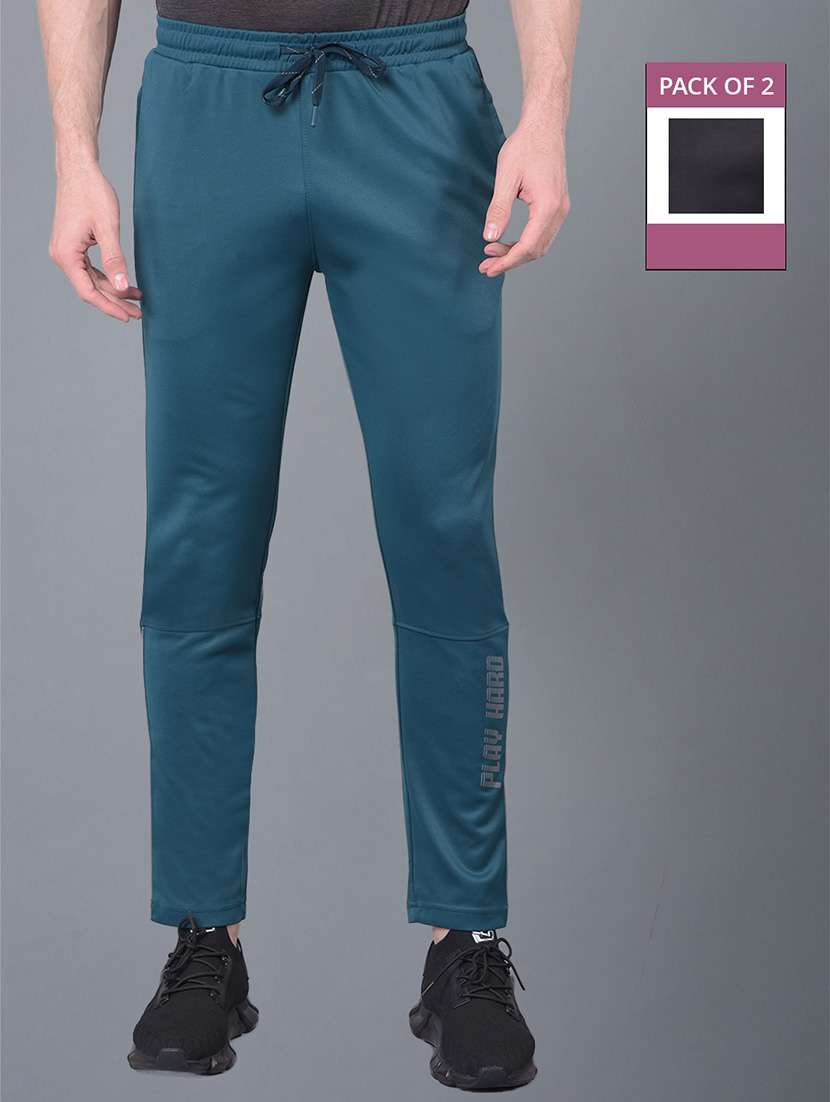 men pack of 2 regular fit solid full length track pants - 21578226 -  Zoom Image - 0