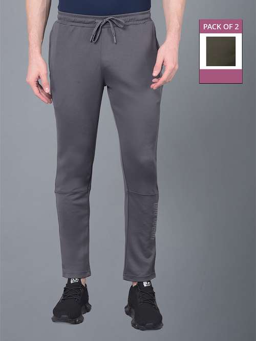men pack of 2 regular fit solid full length track pants - 21578227 -  Standard Image - 0