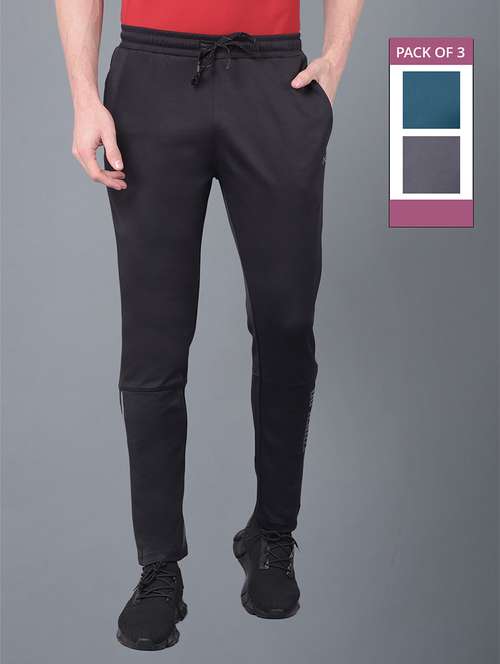 men pack of 3 regular fit solid full length track pants - 21578231 -  Standard Image - 0