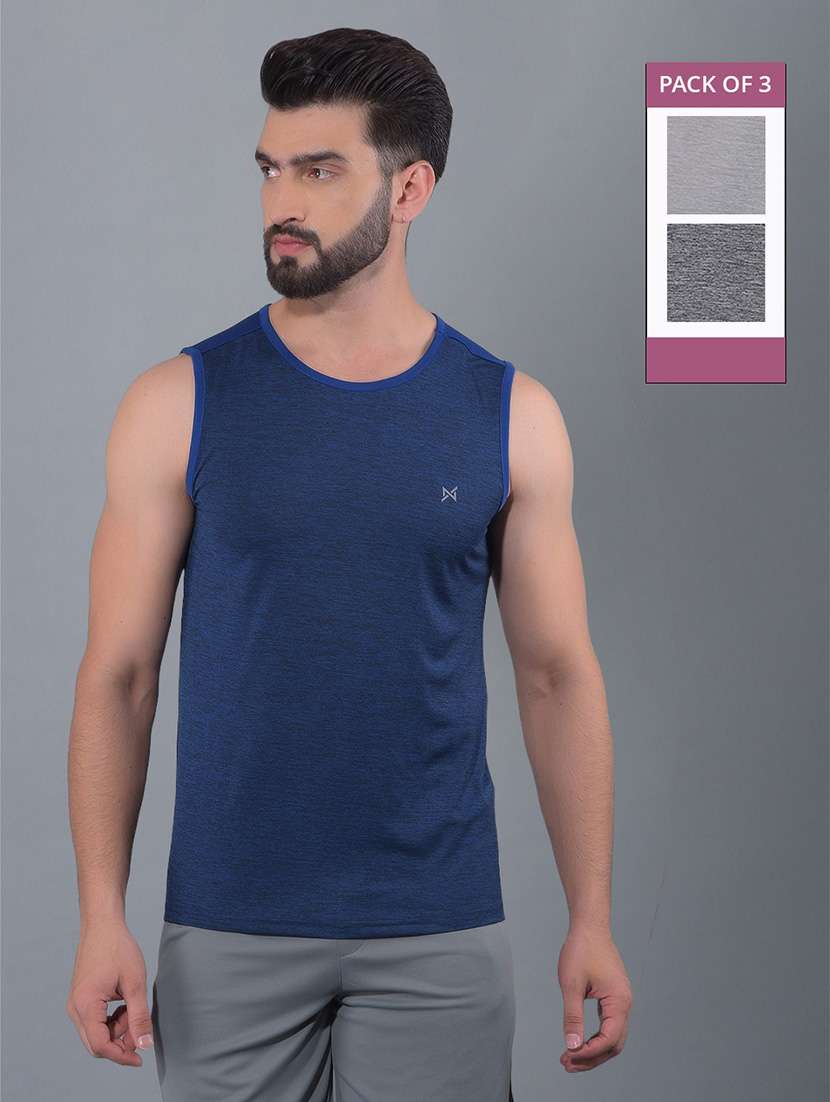 men pack of 3 round neck sleeveless vest - 21578251 -  Zoom Image - 0
