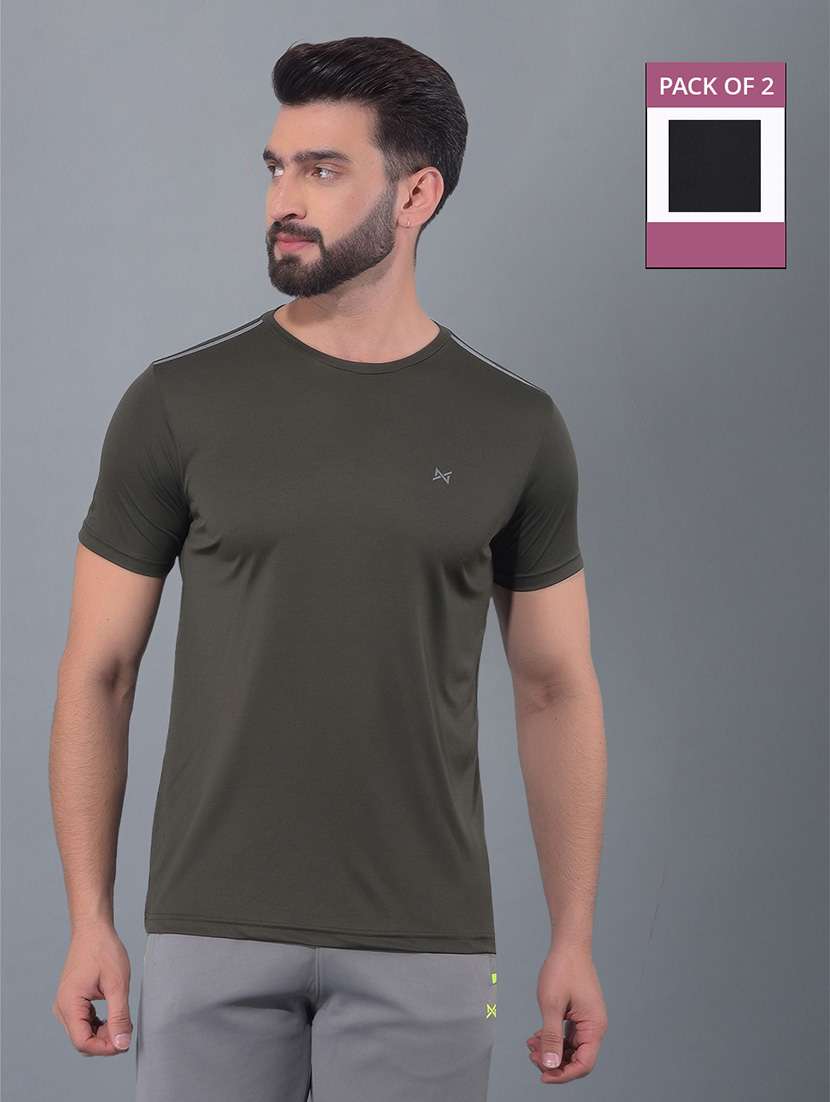 men pack of 2 solid regular fit short sleeves sports t-shirts - 21578257 -  Zoom Image - 0