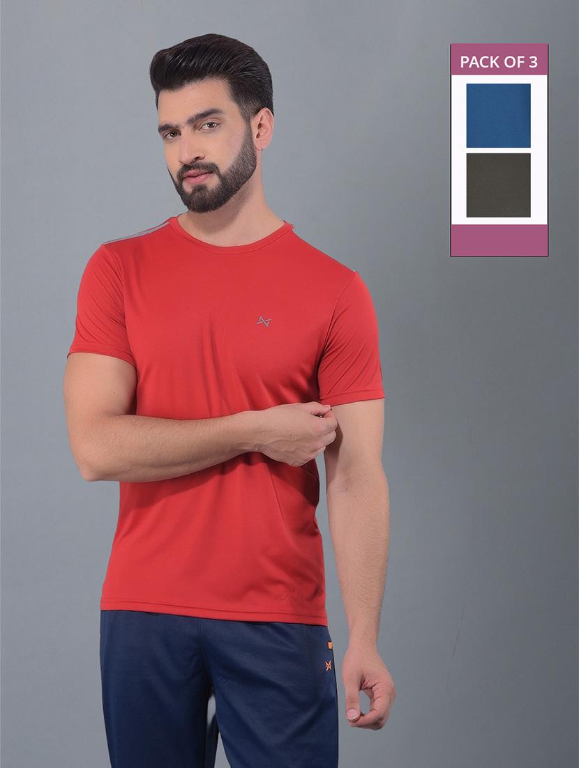 men pack of 3 solid regular fit short sleeves sports t-shirts - 21578261 - Zoom Image - 0