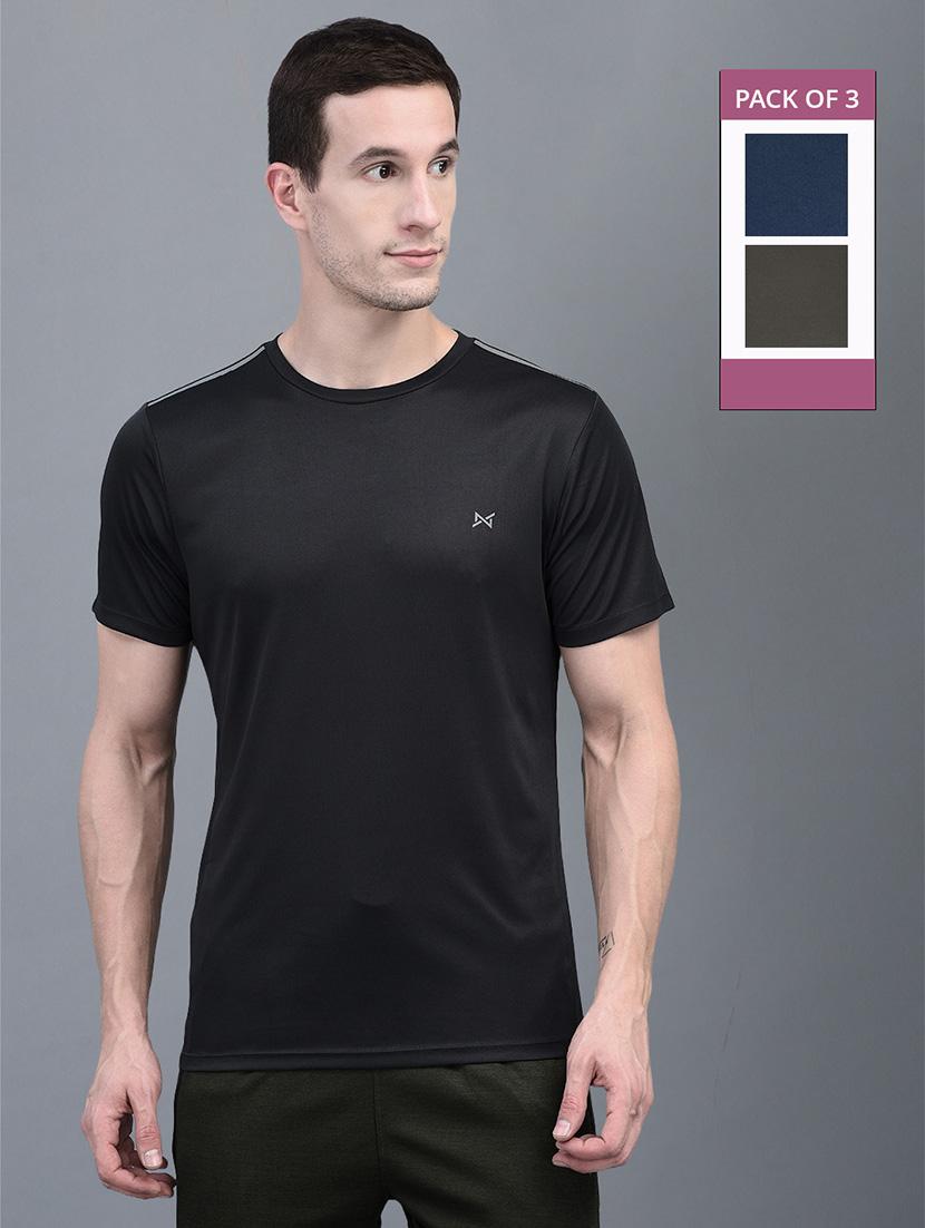 men pack of 3 solid regular fit short sleeves sports t-shirts - 21578262 -  Zoom Image - 0