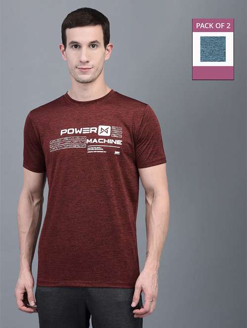 men pack of 2 front printed regular fit short sleeves sports t-shirts - 21578331 -  Standard Image - 0