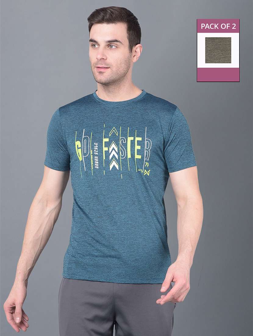 men pack of 2 front printed regular fit short sleeves sports t-shirts - 21578333 -  Zoom Image - 0