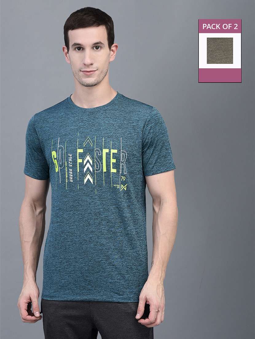 men pack of 2 front printed regular fit short sleeves sports t-shirts - 21578334 -  Zoom Image - 0