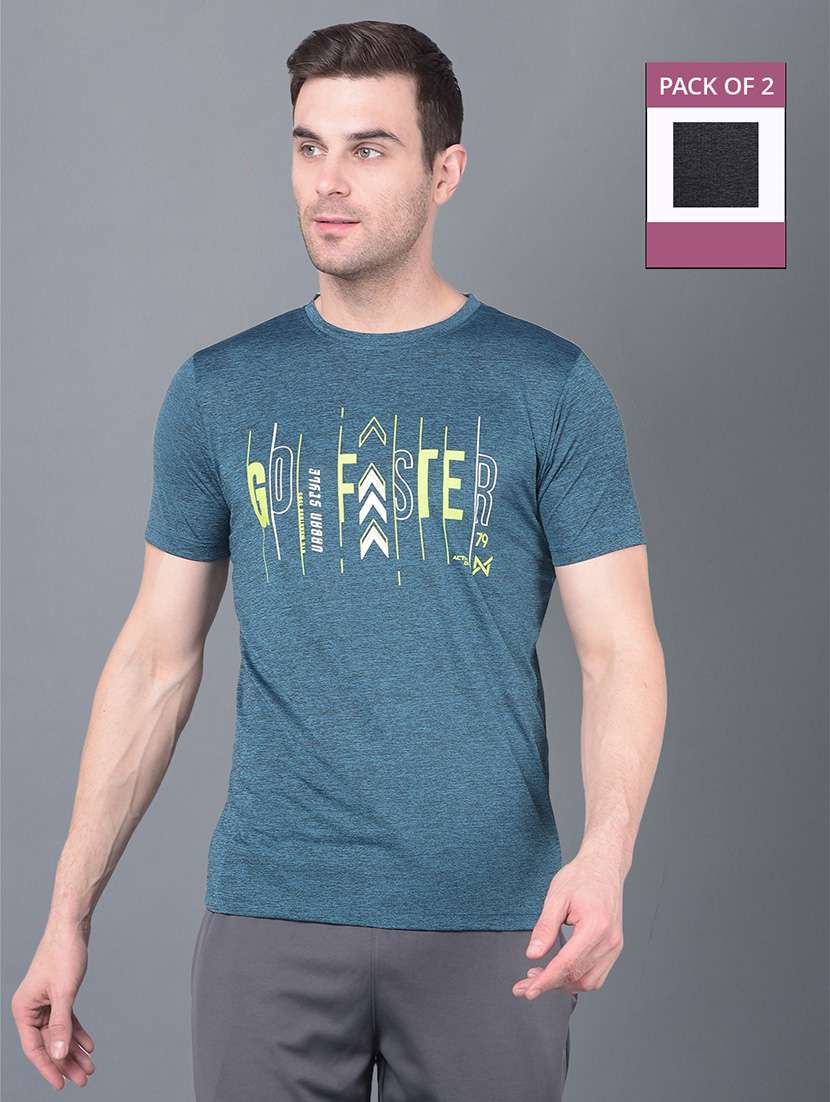 men pack of 2 front printed regular fit short sleeves sports t-shirts - 21578335 -  Zoom Image - 0