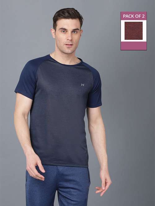 men pack of 2 regular fit color block sports t-shirts - 21578341 -  Standard Image - 0