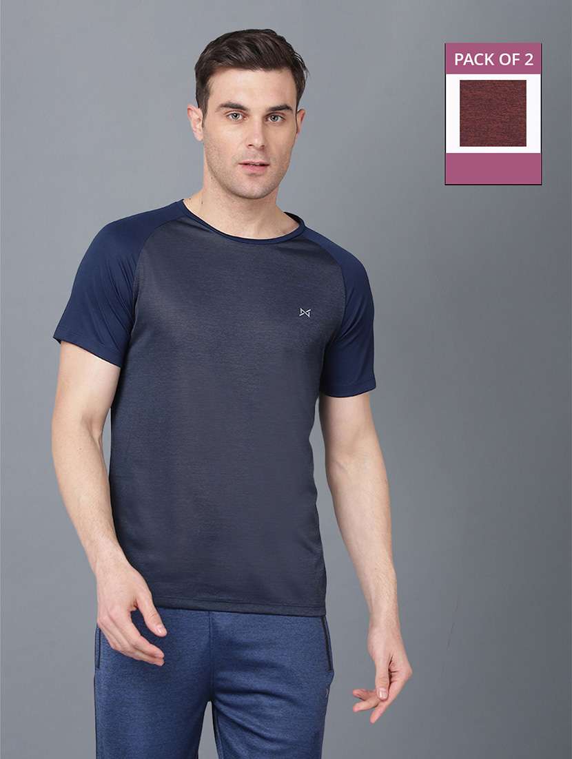 men pack of 2 regular fit color block sports t-shirts - 21578341 -  Zoom Image - 0