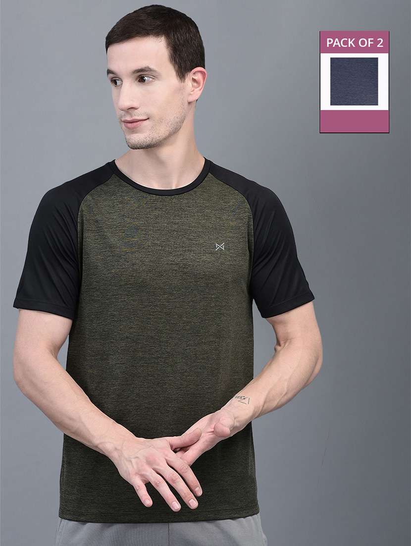 men pack of 2 regular fit color block sports t-shirts - 21578342 -  Zoom Image - 0