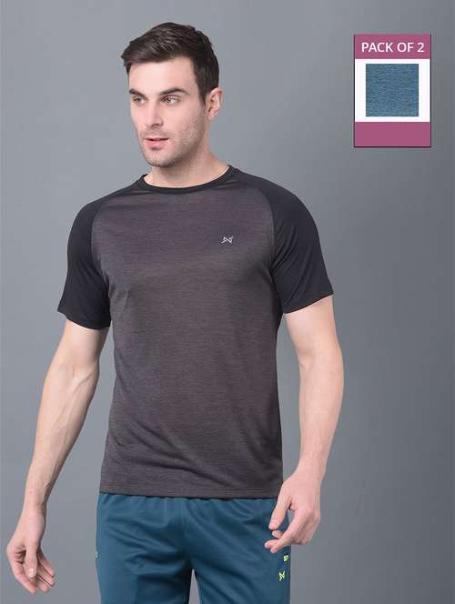 men pack of 2 regular fit color block sports t-shirts - 21578343 -  Standard Image - 0