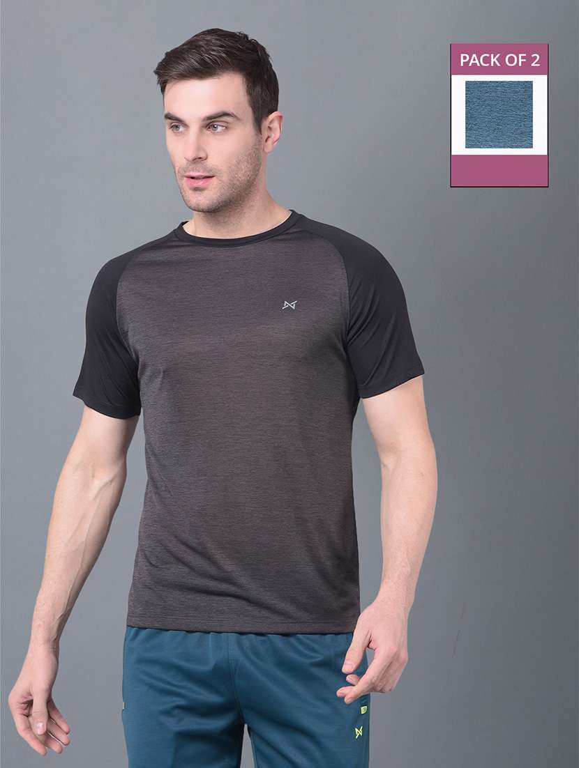 men pack of 2 regular fit color block sports t-shirts - 21578343 -  Zoom Image - 0