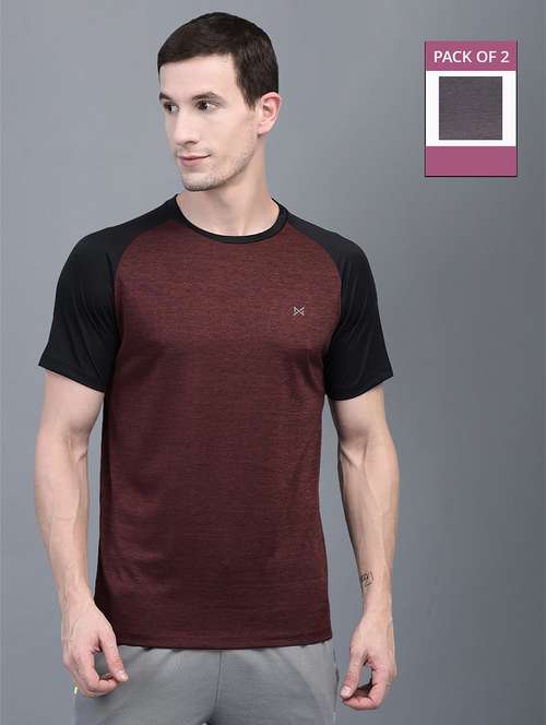 men pack of 2 regular fit color block sports t-shirts - 21578344 -  Standard Image - 0