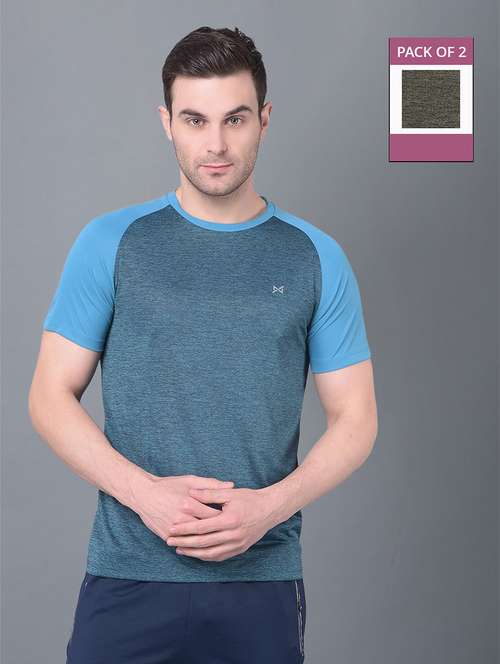 men pack of 2 regular fit color block sports t-shirts - 21578345 -  Standard Image - 0