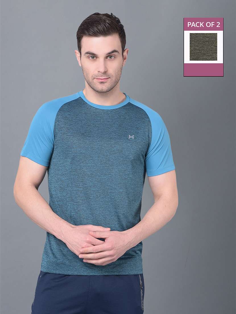 men pack of 2 regular fit color block sports t-shirts - 21578345 -  Zoom Image - 0