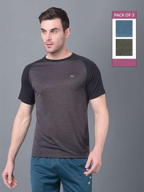 men pack of 3 regular fit color block sports t-shirts - 21578347 -  Standard Image - 0