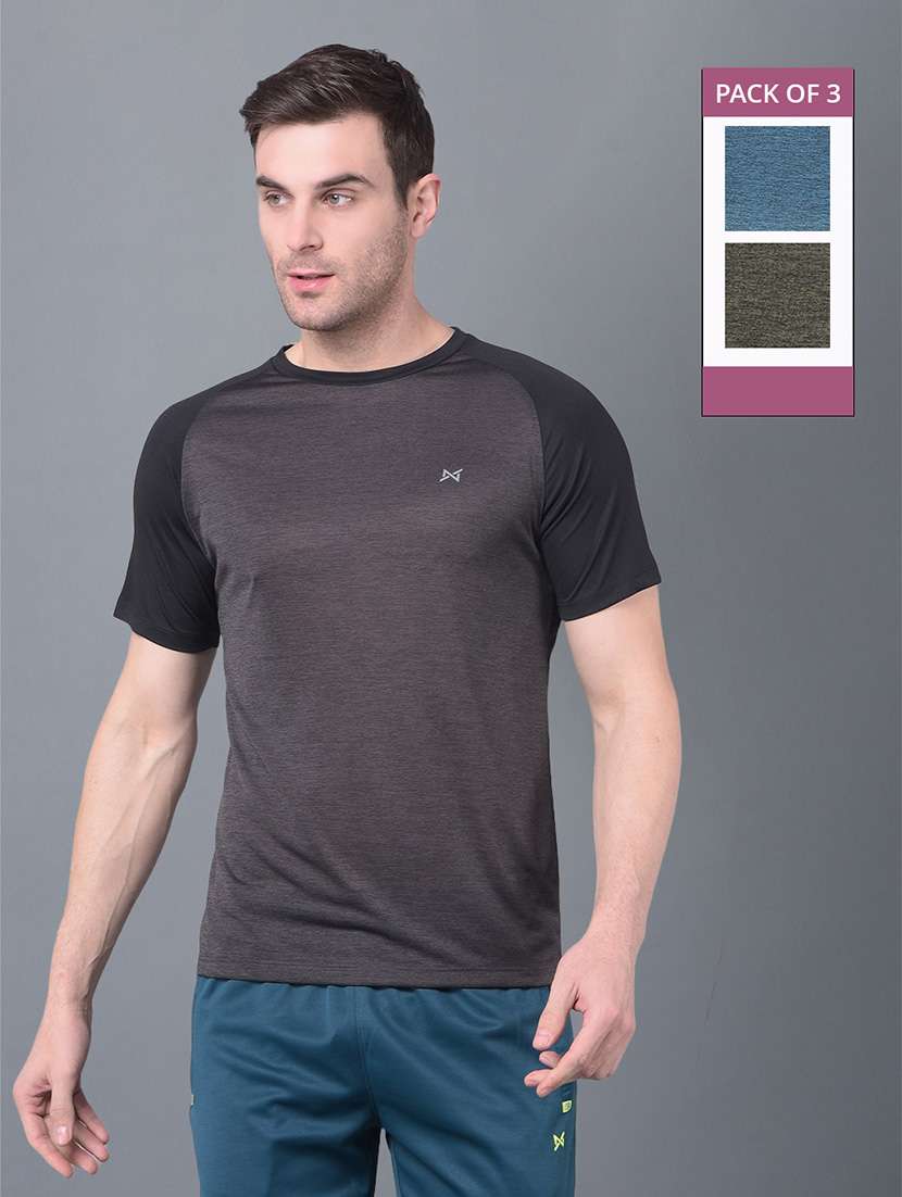 men pack of 3 regular fit color block sports t-shirts - 21578347 -  Zoom Image - 0