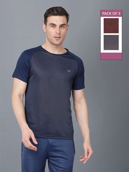 men pack of 3 regular fit color block sports t-shirts - 21578348 -  Standard Image - 0