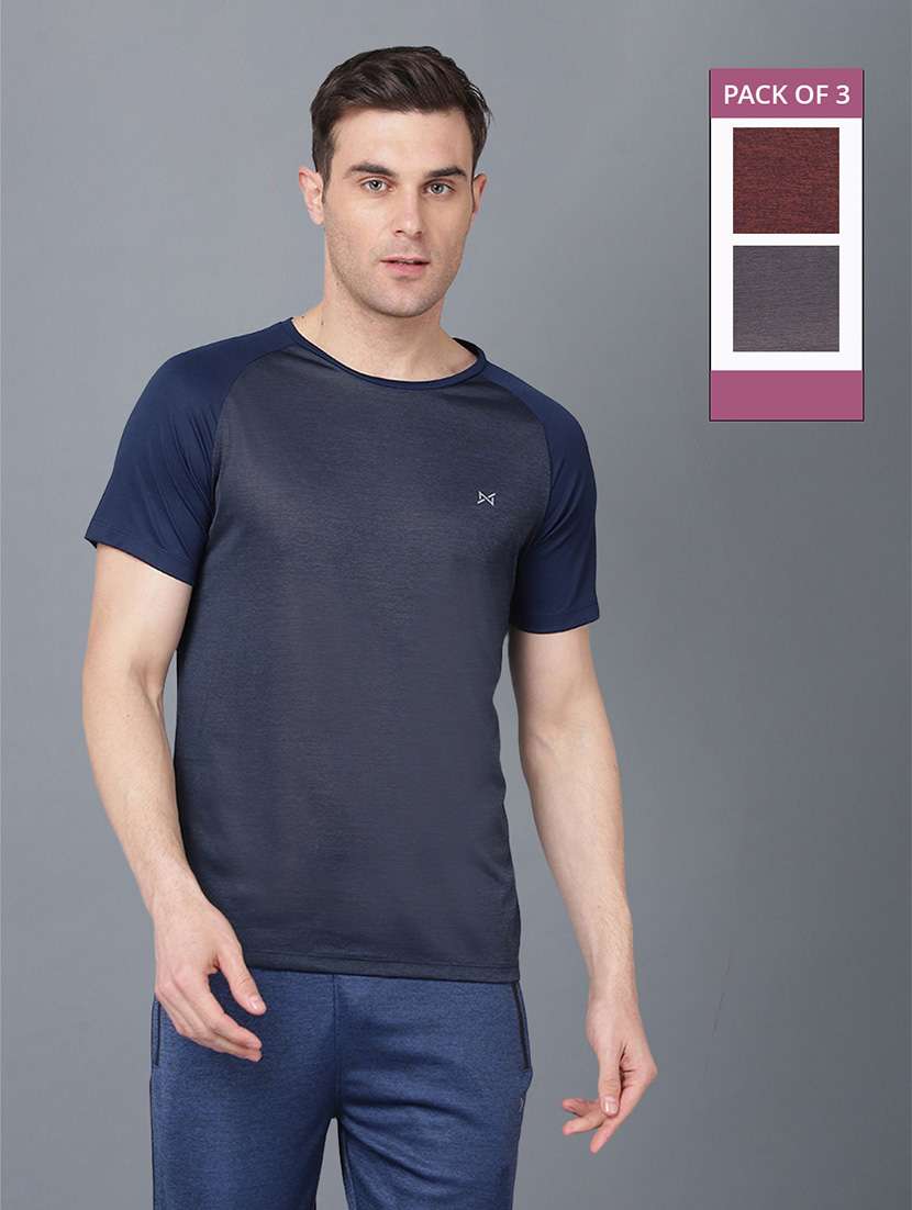 men pack of 3 regular fit color block sports t-shirts - 21578348 -  Zoom Image - 0