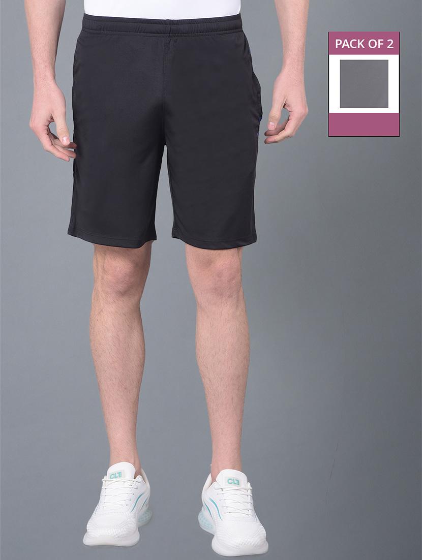 men pack of 2 solid regular fit shorts