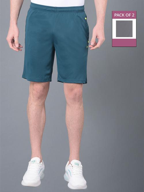 men pack of 2 solid regular fit shorts - 21578356 - Standard Image - 0