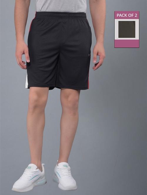 men pack of 2 solid regular fit shorts - 21578363 - Standard Image - 0
