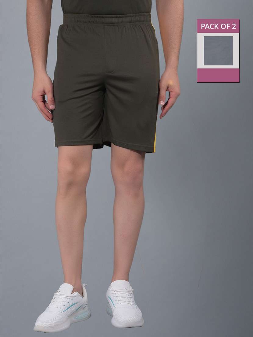 men pack of 2 solid regular fit shorts - 21578364 - Zoom Image - 0