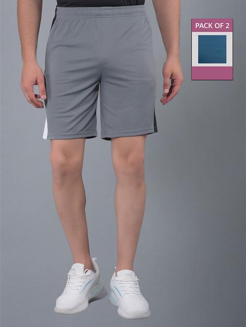 men pack of 2 solid regular fit shorts - 21578365 - Standard Image - 0