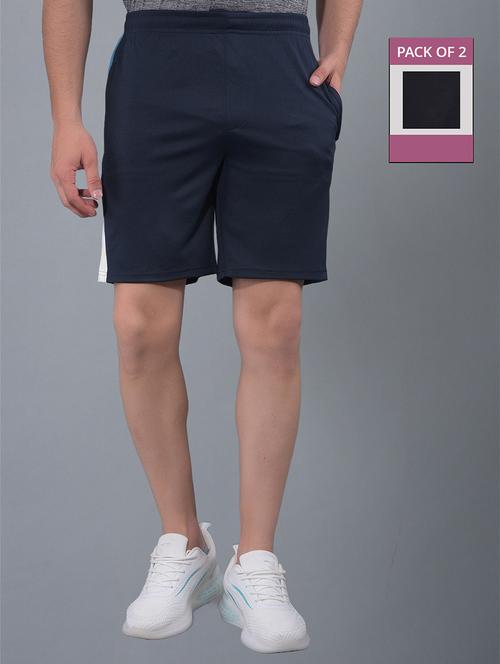 men pack of 2 solid regular fit shorts - 21578367 - Standard Image - 0