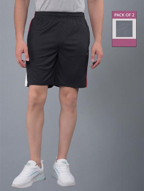 men pack of 2 solid regular fit shorts - 21578368 -  Standard Image - 0