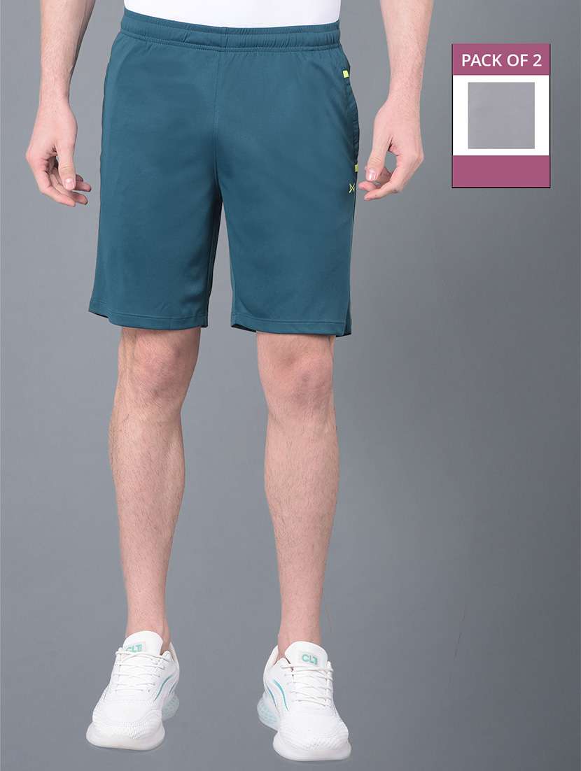 men pack of 2 solid regular fit shorts - 21578388 - Zoom Image - 0