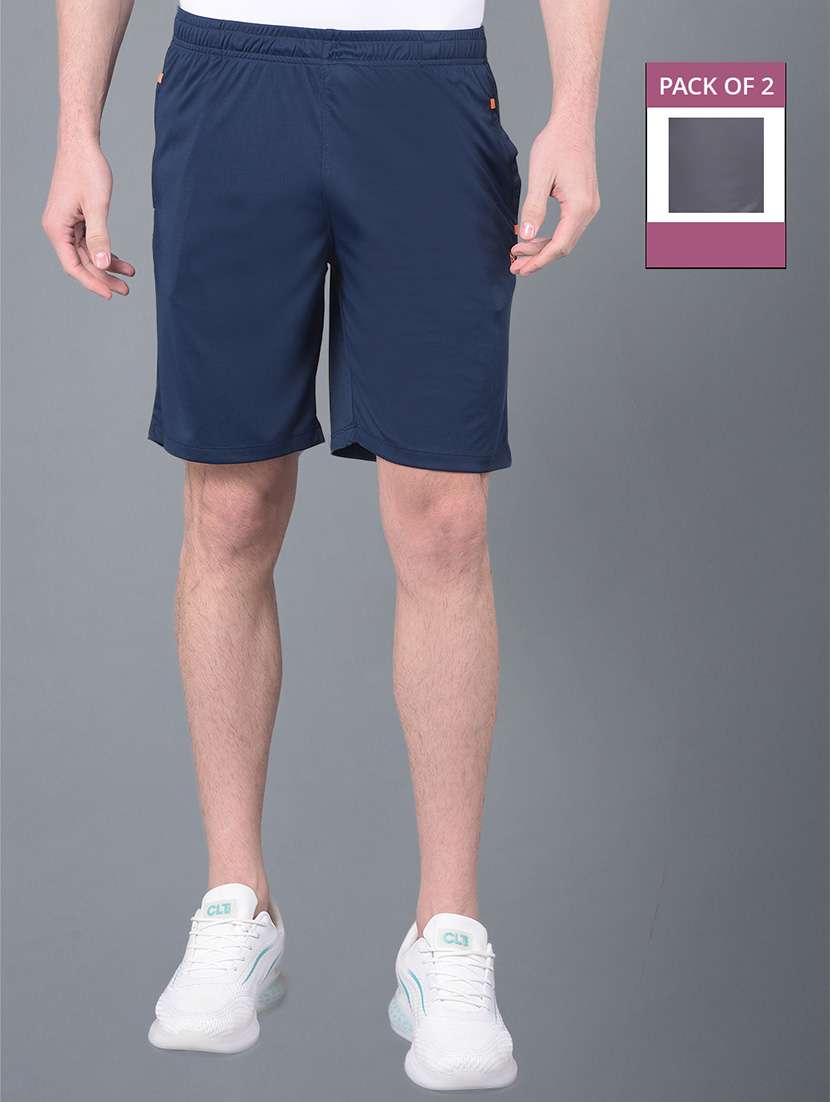 men pack of 2 solid regular fit shorts