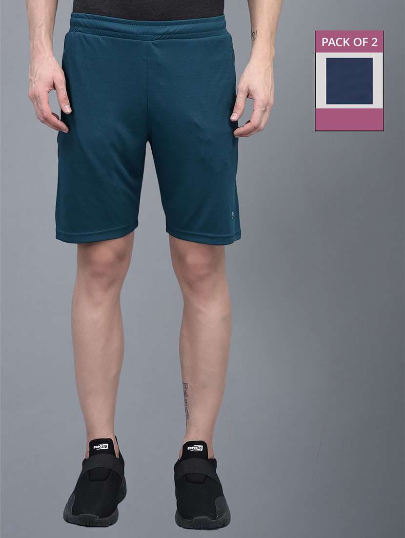 men pack of 2 solid regular fit shorts