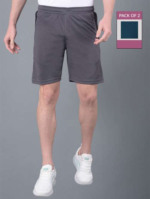 men pack of 2 solid regular fit shorts - 21578409 -  Standard Image - 0