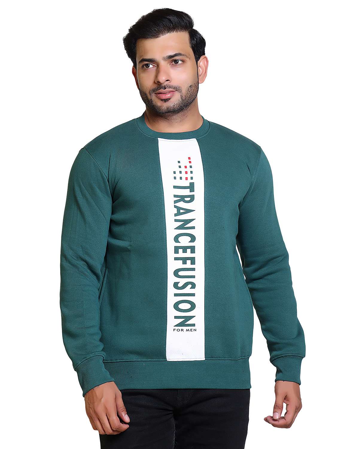 men color block round neck long sleeve sweatshirt