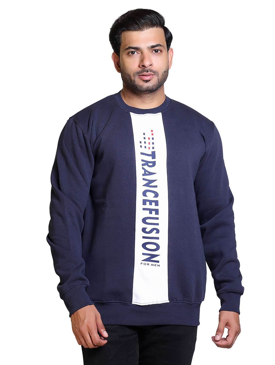 men color block round neck long sleeve sweatshirt