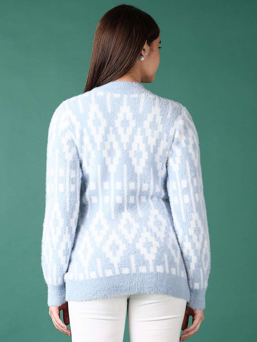 women long sleeves self design cardigan - 21578454 -  Standard Image - 3