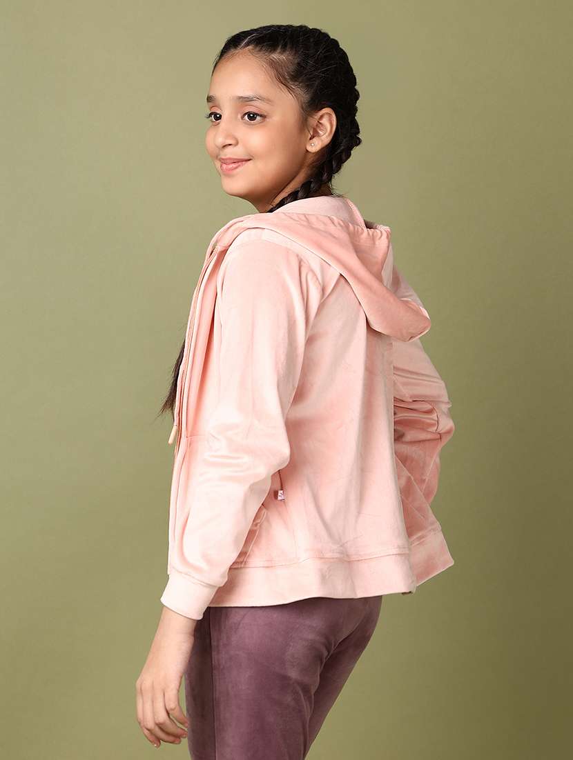 girls peach solid long sleeve sweatshirts - 21578462 -  Standard Image - 3