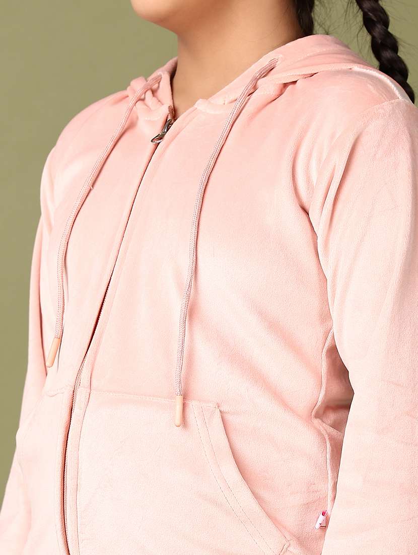 girls peach solid long sleeve sweatshirts - 21578462 -  Standard Image - 5