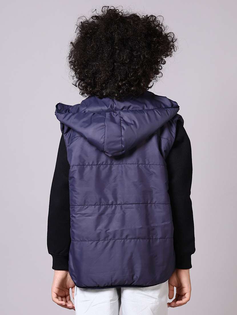 boys solid sleeveless hooded bomber jacket - 21578471 -  Standard Image - 3