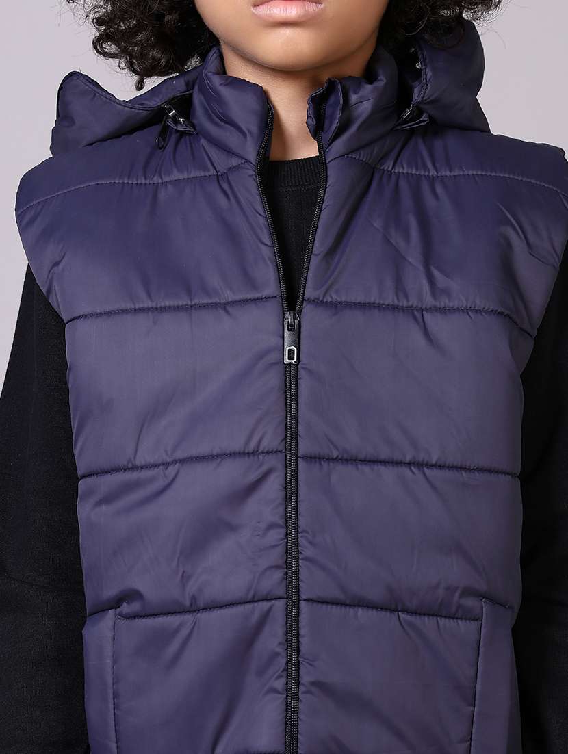 boys solid sleeveless hooded bomber jacket - 21578471 -  Standard Image - 5