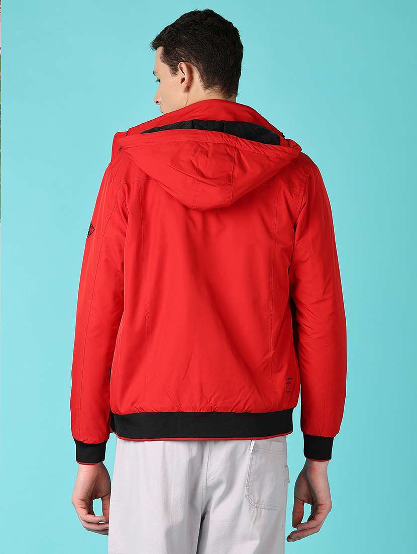 men red solid long sleeve bomber jacket - 21578483 -  Standard Image - 3