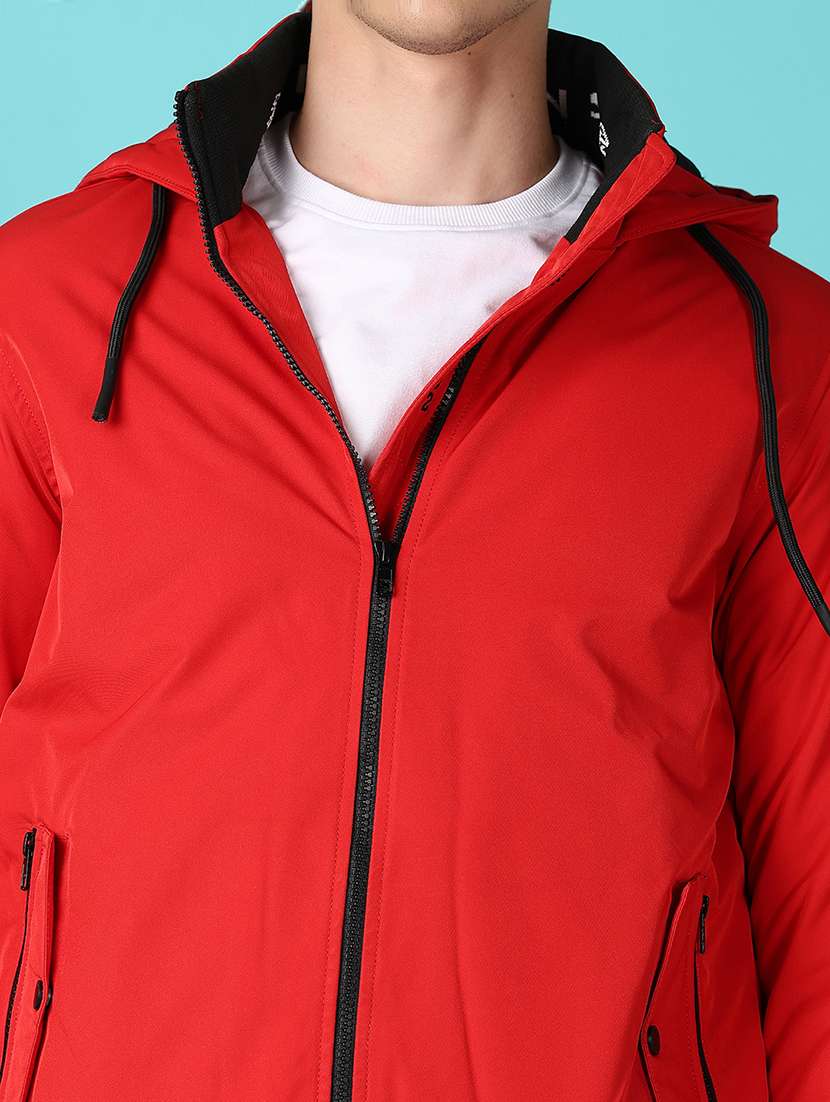 men red solid long sleeve bomber jacket - 21578483 -  Standard Image - 5