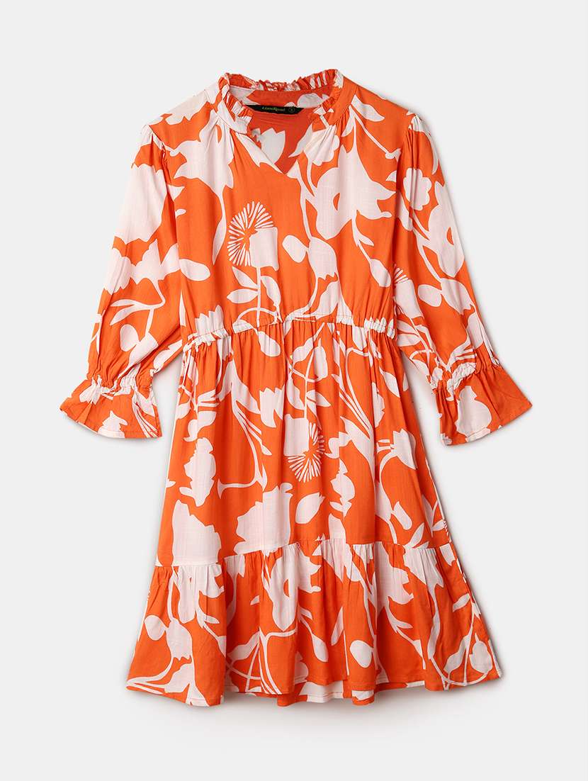 orange cotton fit & flare dress - 21578496 -  Standard Image - 3
