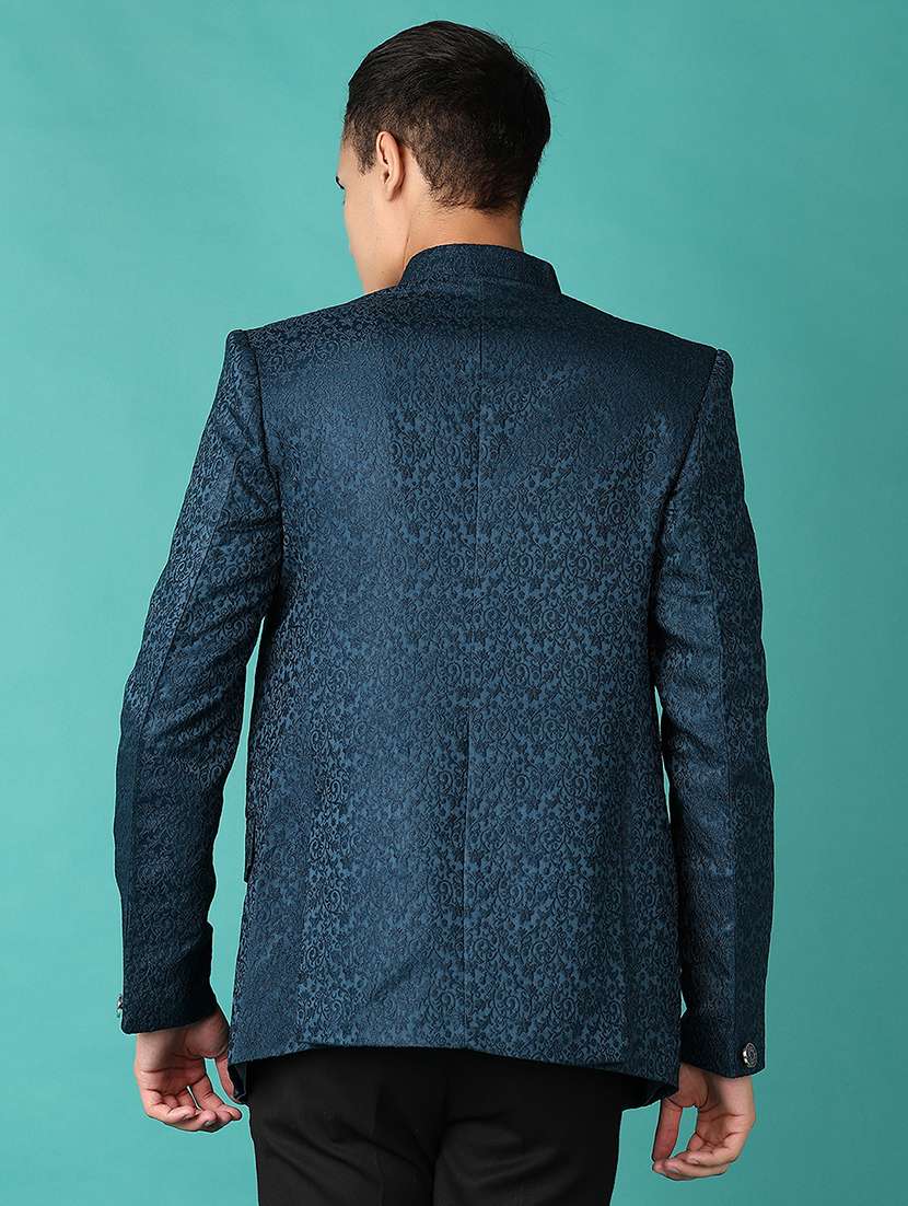 men teal self design single breasted casual blazer - 21578542 -  Standard Image - 3